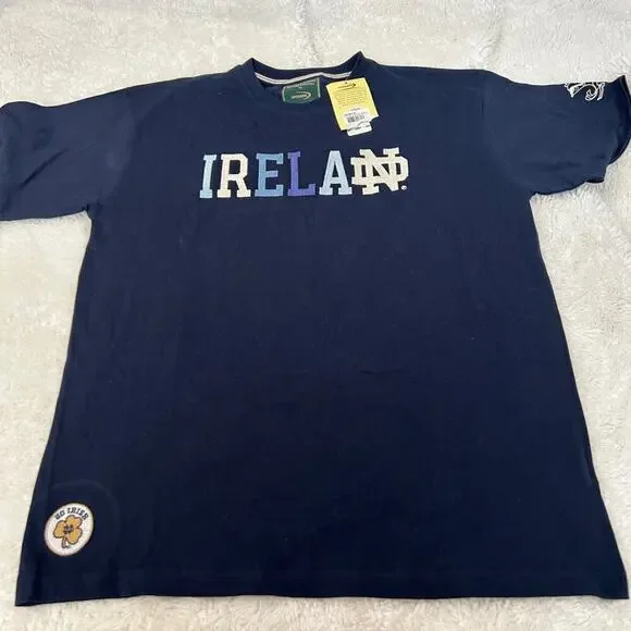 Norte Dame College NWT Mens Navy Embroidered Logo T Shirt Sz XL School Spirit - Picture 2 of 7